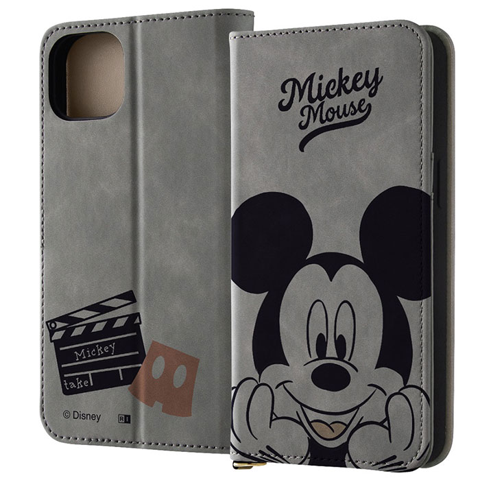 i Phone15Plus ケース 手帳型 ディズニー レザー Raffine ミッキーマウスとカチンコ カバー アイフォン スマホケース (C)Disney洗練された大人の手帳型ケースRaffine