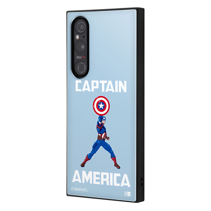 Xperia 1 V SO-51D SOG10 A301SO XQ-DQ44 ケース ハードケース ハイブリッド マーベル 耐衝撃 KAKU キャプテン・アメリカ ブルー カバー ソニー エクスペリア