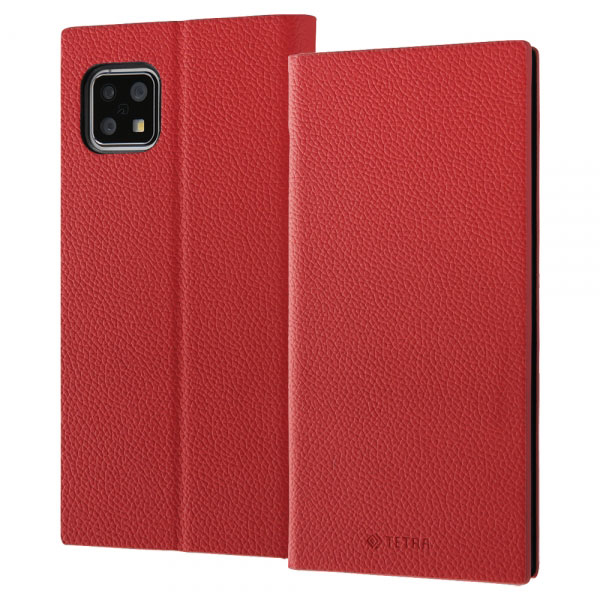 AQUOS sense4 sense4lite sense4basic sense5G ケース 手帳型 耐衝撃 レザー TETRA サイドマグネット レッド カバー アクオス SH-41A SH-RM