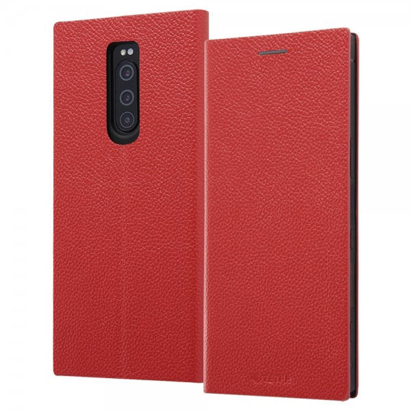 Xperia1 SO-03L SOV40 802SO ケース 手帳型 耐衝撃 レザー TETRA サイドマグネット レッド カバー エクスペリア ワン Xperia 1 スマホケース 4つ角のエアクッ