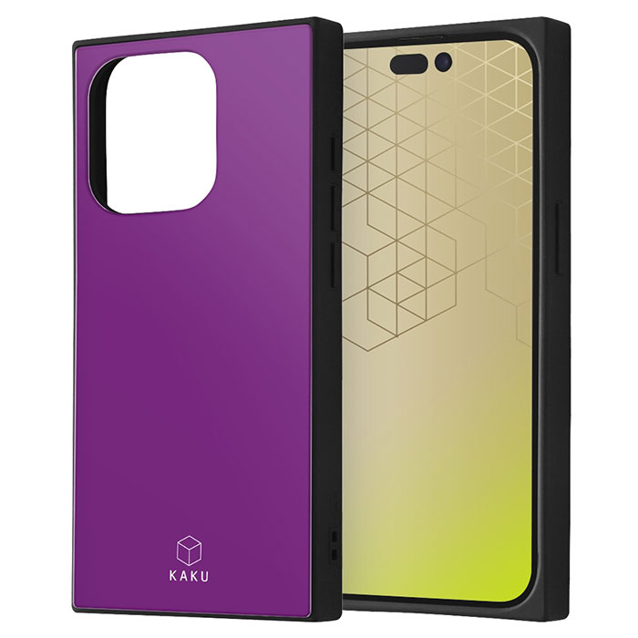 i Phone15Pro ケース ハードケース 耐衝撃 ハイブリッド KAKU パープル カバー アイフォン スマホケース スタイリッシュな色合いのスクエアケース。背面のポリカーボネート素材は耐衝撃性