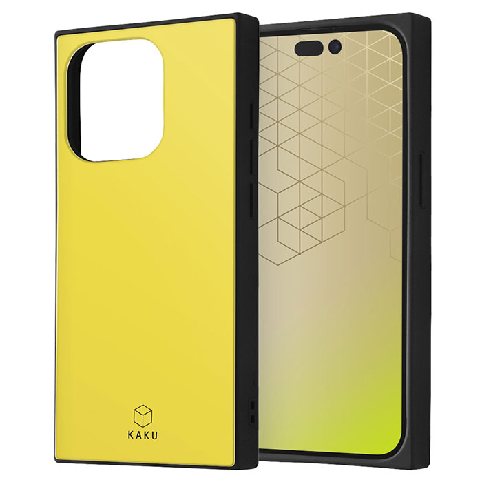 i Phone15Pro ケース ハードケース 耐衝撃 ハイブリッド KAKU イエロー カバー アイフォン スマホケース スタイリッシュな色合いのスクエアケース。背面のポリカーボネート素材は耐衝撃性