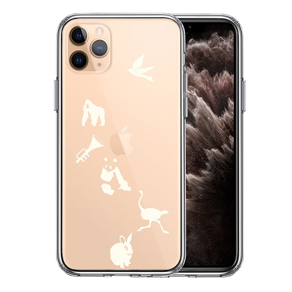 i Phone11 Pro ケース ハードケース クリア 動物 しりとり ホワイト クール 和風 アニマル 楽器 ぱんだ とっても人気のしりとりシリーズです！とても人気のクリアケースです。 &