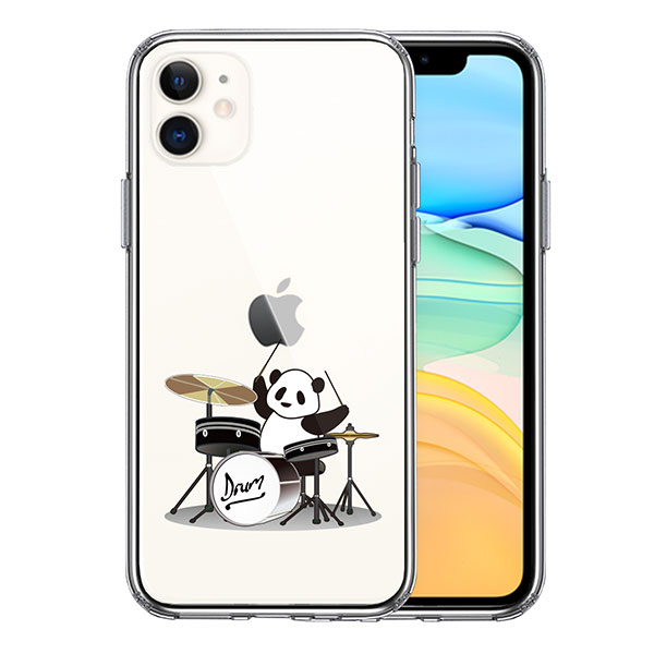 iPhone11 ケース ハードケース クリア ドラム パンダ アイフォン イレブン カバー スマホケース