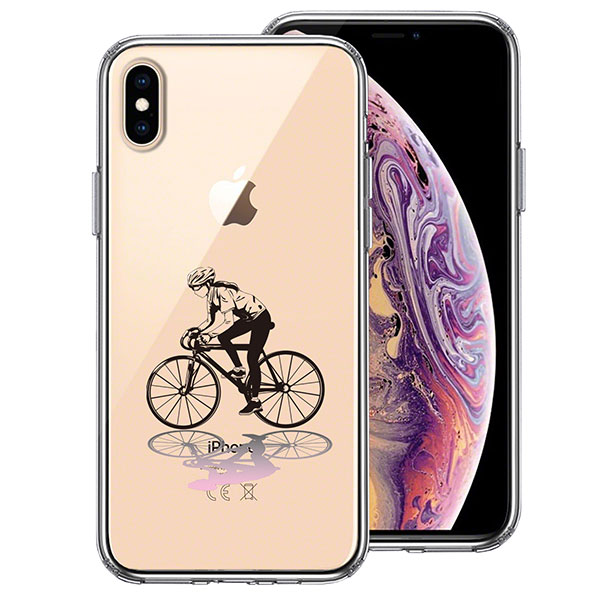 iPhone XS X ケース ハードケース クリア ハイブリッド カバー シェル スポーツサイクリング 女子1 アイフォン スマホケース