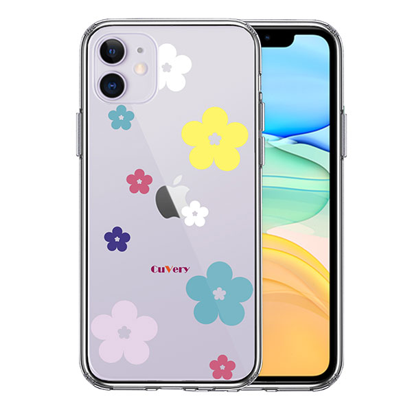 iPhone11 ケース ハードケース ハイブリッド クリア CuVery 花柄 フローラル カバー アイフォン スマホケース