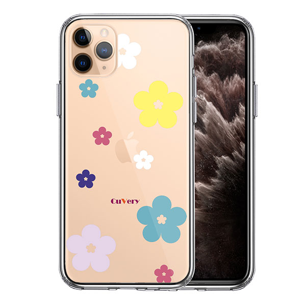 iPhone11Pro ケース ハードケース ハイブリッド クリア CuVery 花柄 フローラル カバー アイフォン スマホケース