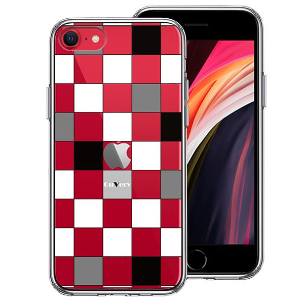 i Phone SE 第3世代 第2世代 SE3 SE2 ケース ハードケース ハイブリッド クリア ブロック チェック 白 黒 カバー アイフォン スマホケース 市松模様 バーバリー ダミエ 格子柄