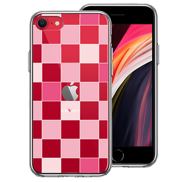 i Phone SE 第3世代 第2世代 SE3 SE2 ケース ハードケース ハイブリッド クリア Cu Very ブロック チェック ピンク カバー アイフォン スマホケース 市松模様 バーバリー