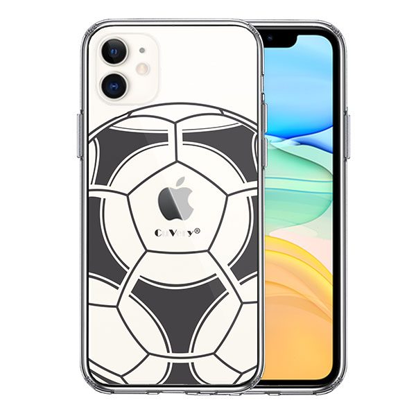 iPhone11 ケース ハードケース ハイブリッド クリア サッカーボール I Love Soccer カバー アイフォン スマホケース