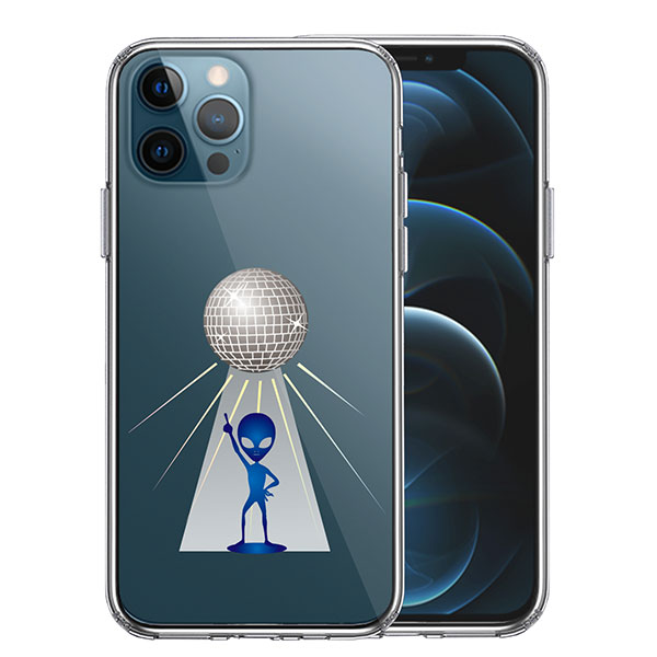 i Phone12 i Phone12Pro ケース ハードケース ハイブリッド クリア 宇宙人 ダンシング ミラーボール カバー アイホン アイフォン スマホケース ソフト素材（側面）とポリカーボネ