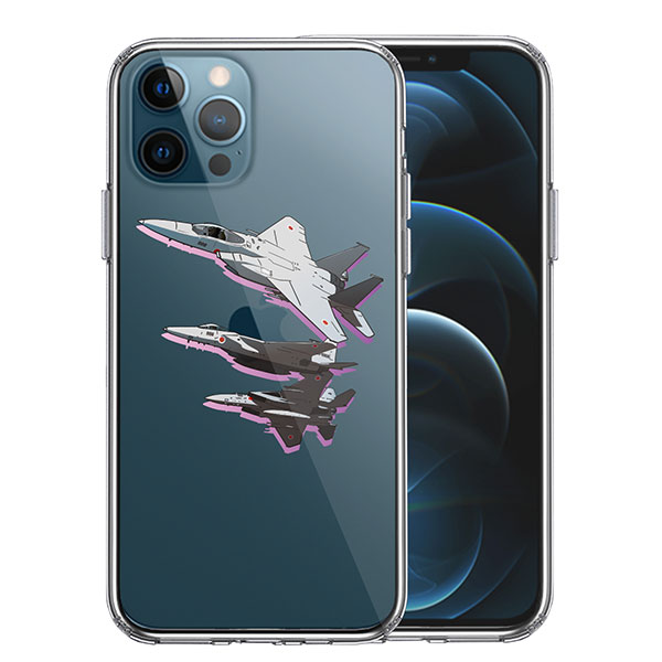 i Phone12 i Phone12Pro ケース ハードケース ハイブリッド クリア 戦闘機 F-15J 編隊飛行 ブレイク ！ カバー アイホン アイフォン スマホケース ソフト素材（側面）とポ