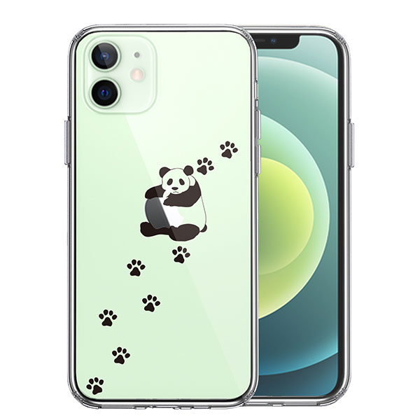 iPhone12mini ケース ハードケース ハイブリッド クリア パンダ リンゴ大好き カバー アイホン アイフォン スマホケース