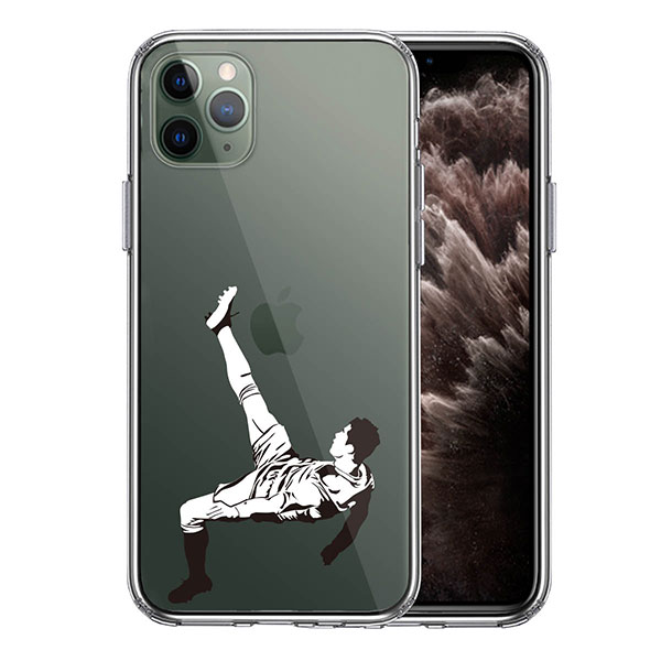 i Phone11Pro ケース ハードケース ハイブリッド クリア カバー サッカー オーバーヘッドキック 2 アイフォン スマホケース TPUソフト素材（側面）とポリカーボネイトハード素材（背面）