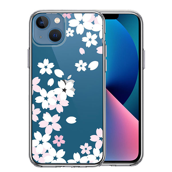 iPhone13 mini ケース ハードケース ハイブリッド クリア カバー 桜 ホワイト アイフォン スマホケース