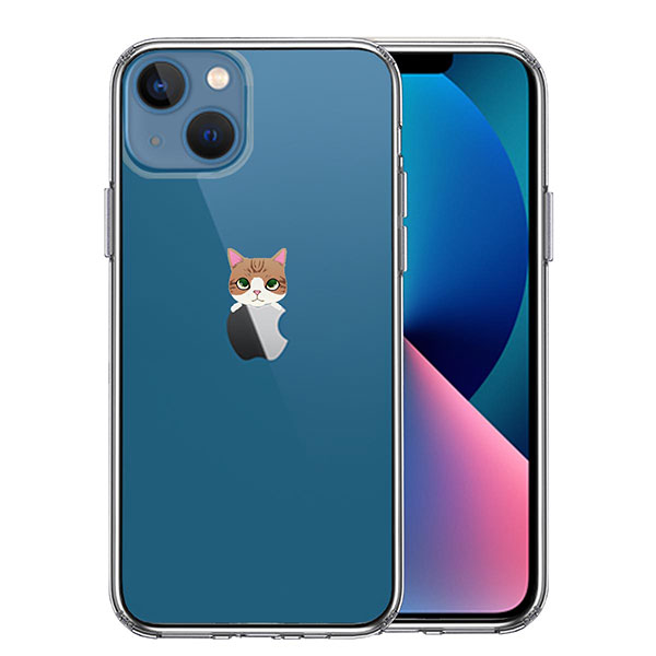 i Phone13 ケース ハードケース ハイブリッド クリア のっかり ネコ 3 カバー アイフォン スマホケース TPUソフト素材（側面）とポリカーボネイトハード素材（背面）を使用したハイブリッド