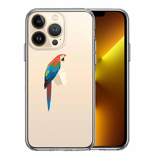 i Phone13 Pro ケース ハードケース ハイブリッド クリア アカコンゴウ インコ カバー アイフォン アイホン スマホケース TPUソフト素材（側面）とポリカーボネイトハード素材（背面）を