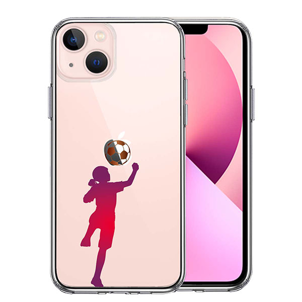 iPhone13 mini ケース ハードケース ハイブリッド クリア サッカー ヘディング 女子 カバー アイフォン スマホケース