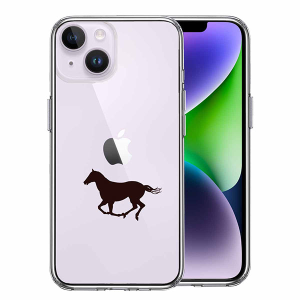 i Phone14 i Phone14Plus ケース ハードケース ハイブリッド クリア 馬 サラブレット カバー アイホン アイフォン スマホケース ソフト素材（側面）とハード素材（背面）を使用し
