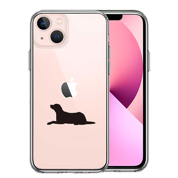 i Phone13 mini ケース ハードケース ハイブリッド クリア 犬 シルエット ラブラドールレトリバー カバー アイフォン スマホケース ソフト素材（側面）とハード素材（背面）を使用した最新