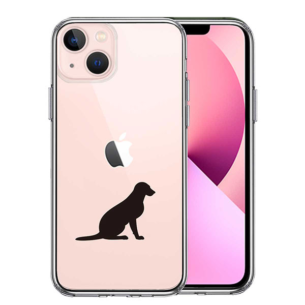 i Phone13 mini ケース ハードケース ハイブリッド クリア 犬 シルエット ラブラドールレトリバー２ カバー アイフォン スマホケース ソフト素材（側面）とハード素材（背面）を使用した最