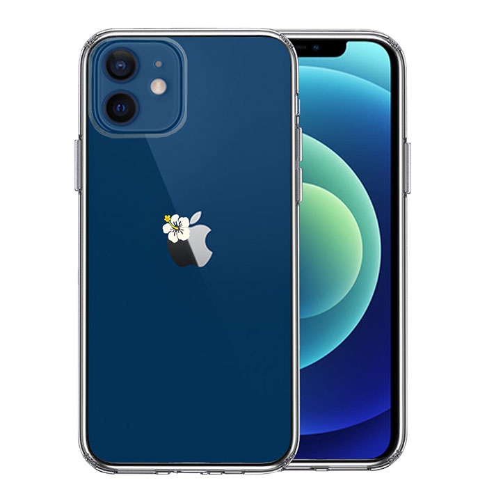 i Phone 12 12Pro 12mini 12Pro MAX ケース ハードケース ハイブリッド クリア りんご に ハイビスカス カバー アイフォン スマホケース ソフト素材（側面）とハード素