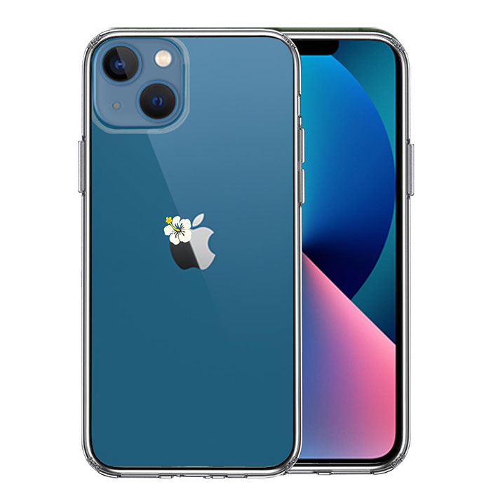 i Phone 13 13Pro 13mini 13Pro Max ケース ハードケース ハイブリッド クリア りんご に ハイビスカス カバー アイフォン スマホケース ソフト素材（側面）とハード素