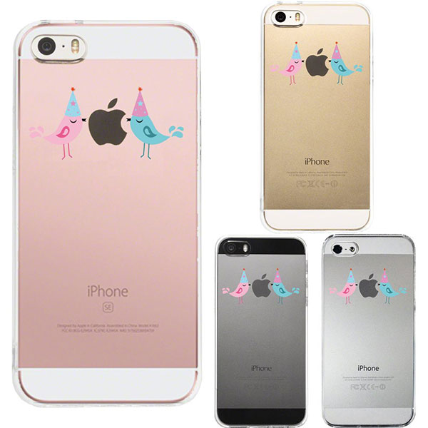 iPhone SE 第1世代 iPhone 5s 5 ケース ハードケース クリア カバー アイフォン 可愛い 鳥 カップル
